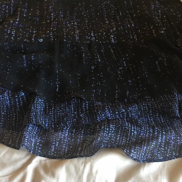 Simply Vera Plus Women’s Black & Purple Mixed Pattern Layered Ruffled Blouse - Picture 9 of 13